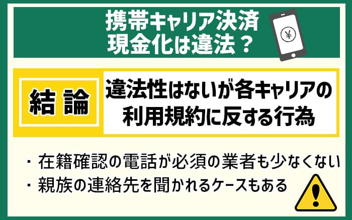 携帯キャリア決済現金化は違法？