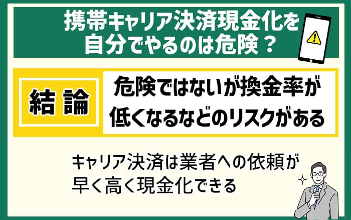 携帯キャリア決済現金化を自分でやるのは危険？