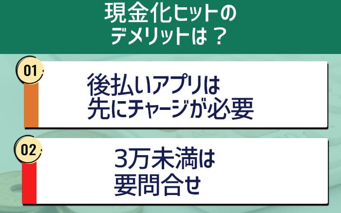 現金化ヒットのデメリットは？
