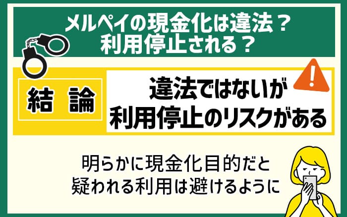 メルペイの現金化は違法？利用停止される？
